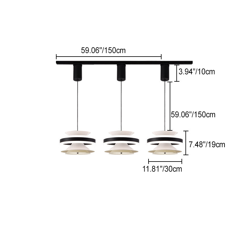 مصباح LED معلق بتصميم جيروسكوب حلقي متحرك مصنوع من الحديد والألومنيوم والأكريليك لغرفة الطعام 