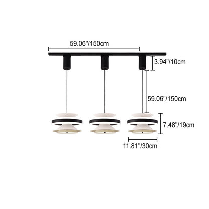 مصباح LED معلق بتصميم جيروسكوب حلقي متحرك مصنوع من الحديد والألومنيوم والأكريليك لغرفة الطعام 