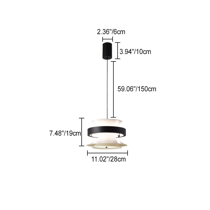 مصباح LED معلق بتصميم جيروسكوب حلقي متحرك مصنوع من الحديد والألومنيوم والأكريليك لغرفة الطعام 