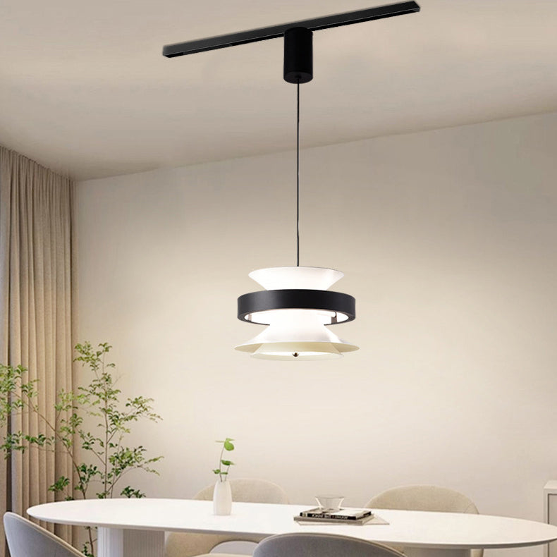 مصباح LED معلق بتصميم جيروسكوب حلقي متحرك مصنوع من الحديد والألومنيوم والأكريليك لغرفة الطعام 