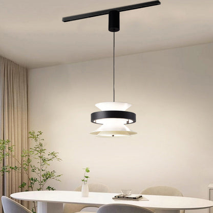 مصباح LED معلق بتصميم جيروسكوب حلقي متحرك مصنوع من الحديد والألومنيوم والأكريليك لغرفة الطعام 