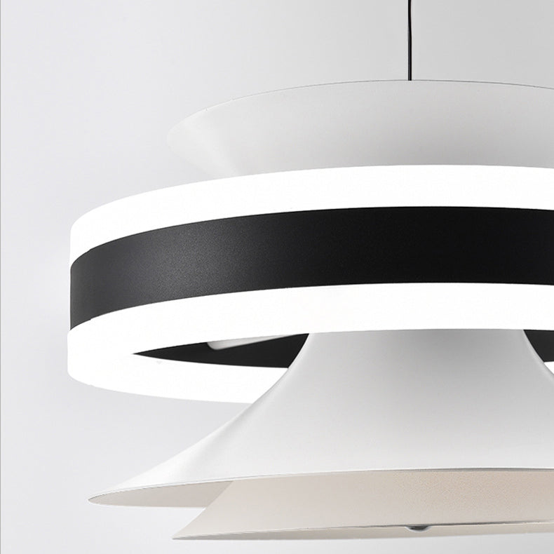 مصباح LED معلق بتصميم جيروسكوب حلقي متحرك مصنوع من الحديد والألومنيوم والأكريليك لغرفة الطعام 