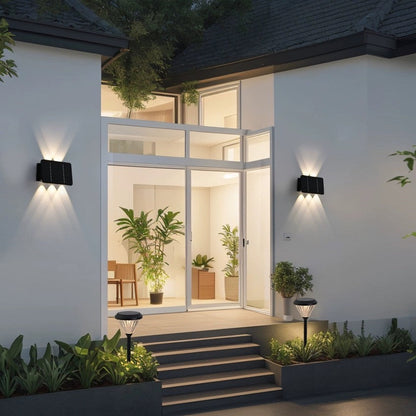 Modern Minimalist Solar Waterproof ABS Acrylic Rectangular LED Wall Sconce Lamp For Outdoor Patio