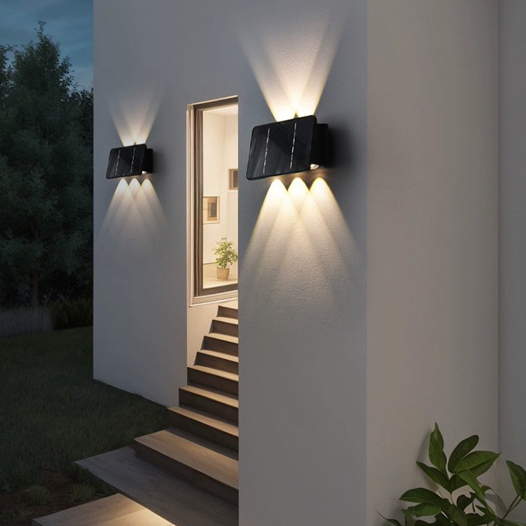 Modern Minimalist Solar Waterproof ABS Acrylic Rectangular LED Wall Sconce Lamp For Outdoor Patio