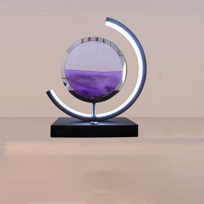 Contemporary Creative USB Rechargeable Metal Acrylic Round Quicksand Drawing LED Table Lamp Night Light For Bedside
