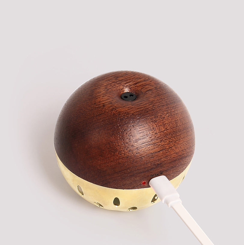 Modern Simplicity Wood Metal Rechargeable Gesture Control Ball Hollowed LED Wall Sconce Lamp Night Light For Bedside