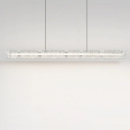 Modern Minimalist Copper Resin Aluminum Rectangular Texture Strip LED Chandeliers Island Light For Dining Room