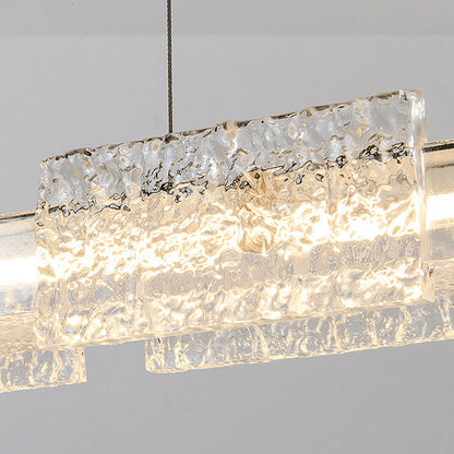 Modern Minimalist Copper Resin Aluminum Rectangular Texture Strip LED Chandeliers Island Light For Dining Room