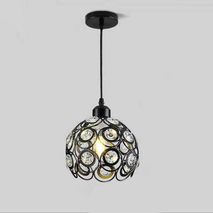 Contemporary Nordic Iron Crystal Ball Round Piece 1-Light Pendant Light For Dining Room