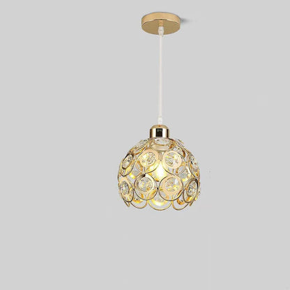 Contemporary Nordic Iron Crystal Ball Round Piece 1-Light Pendant Light For Dining Room
