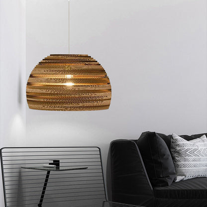 Contemporary Scandinavian Iron Corrugated Cardboard Honeycomb 1-Light Pendant Light For Dining Room