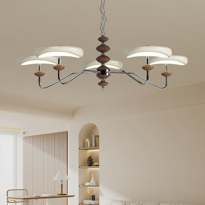 Contemporary Retro Iron Acrylic Column Round LED Chandeliers For Living Room
