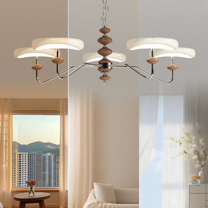 Contemporary Retro Iron Acrylic Column Round LED Chandeliers For Living Room