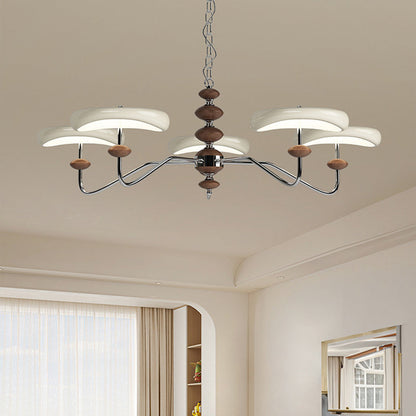 Contemporary Retro Iron Acrylic Column Round LED Chandeliers For Living Room