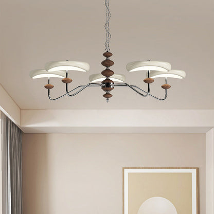 Contemporary Retro Iron Acrylic Column Round LED Chandeliers For Living Room