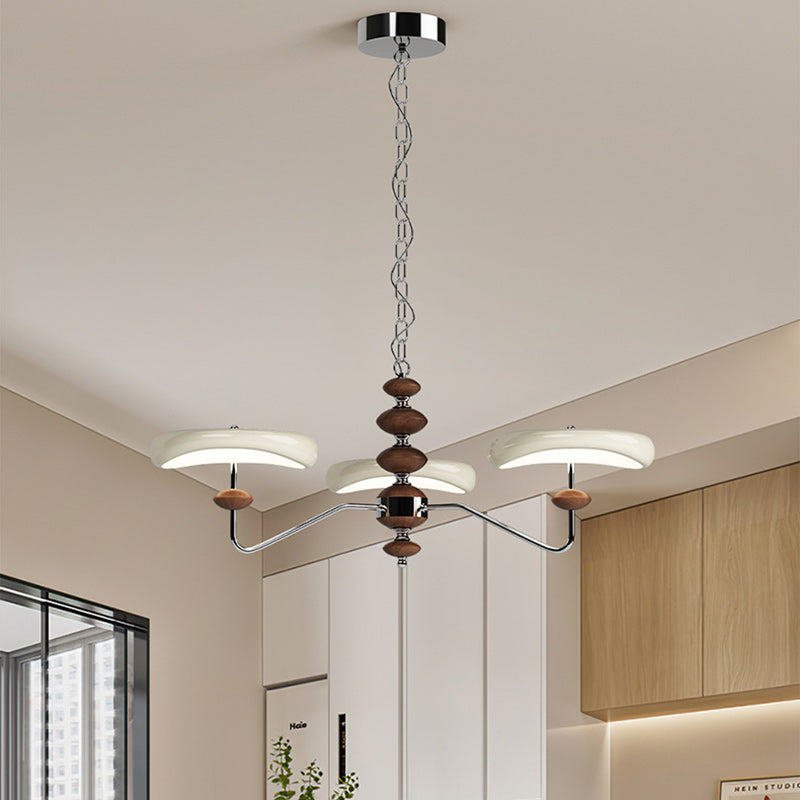 Contemporary Retro Iron Acrylic Column Round LED Chandeliers For Living Room