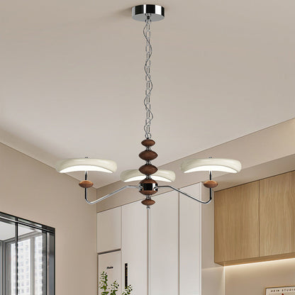 Contemporary Retro Iron Acrylic Column Round LED Chandeliers For Living Room