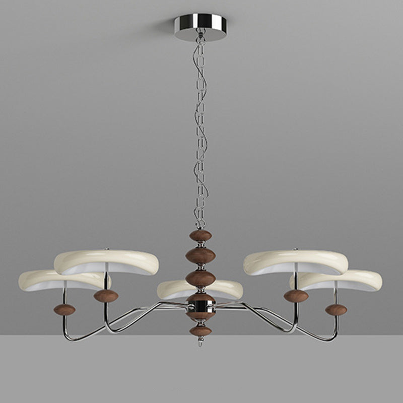 Contemporary Retro Iron Acrylic Column Round LED Chandeliers For Living Room