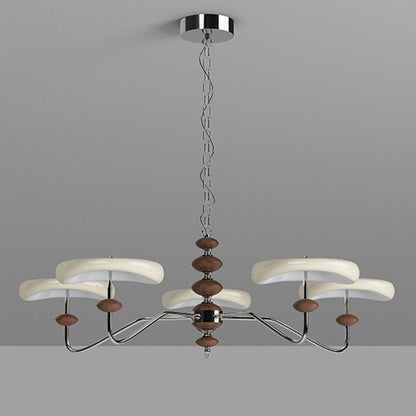 Contemporary Retro Iron Acrylic Column Round LED Chandeliers For Living Room