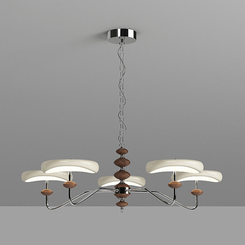 Contemporary Retro Iron Acrylic Column Round LED Chandeliers For Living Room