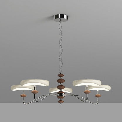 Contemporary Retro Iron Acrylic Column Round LED Chandeliers For Living Room