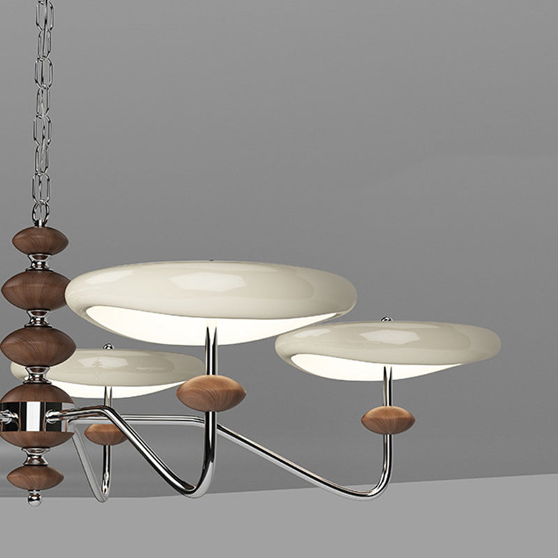 Contemporary Retro Iron Acrylic Column Round LED Chandeliers For Living Room