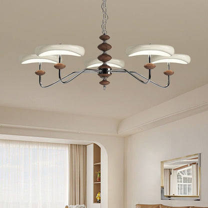 Contemporary Retro Iron Acrylic Column Round LED Chandeliers For Living Room