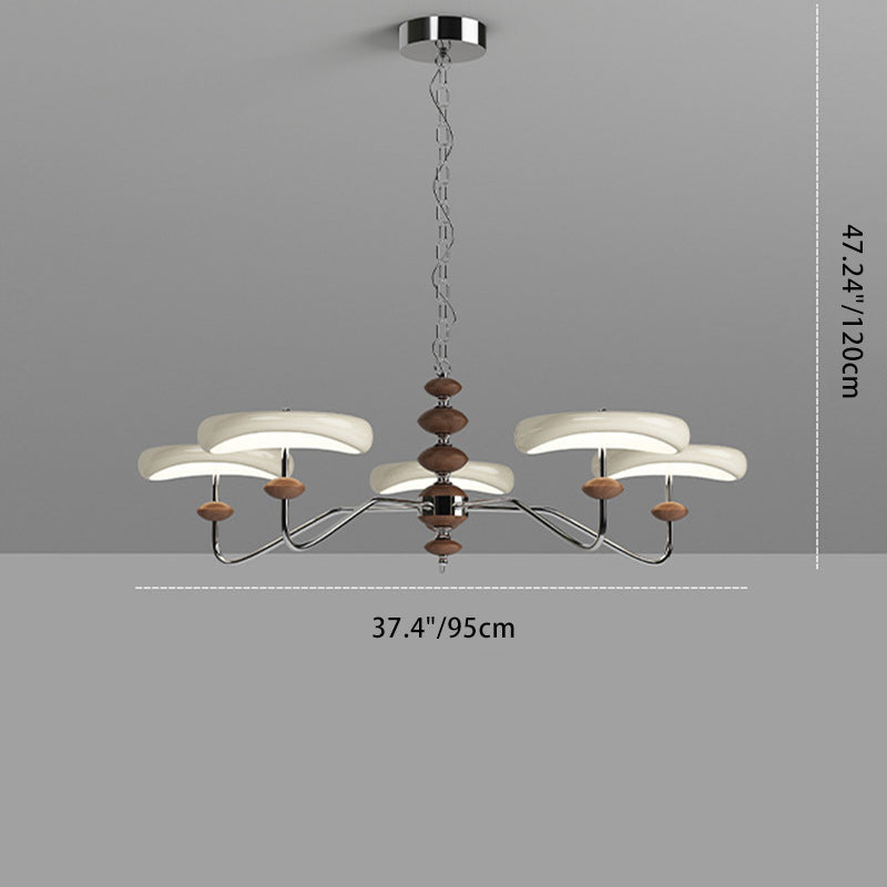 Contemporary Retro Iron Acrylic Column Round LED Chandeliers For Living Room
