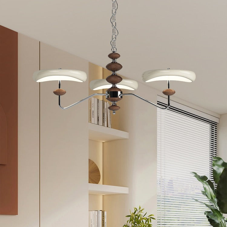 Contemporary Retro Iron Acrylic Column Round LED Chandeliers For Living Room