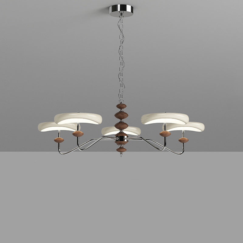Contemporary Retro Iron Acrylic Column Round LED Chandeliers For Living Room
