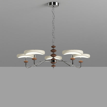 Contemporary Retro Iron Acrylic Column Round LED Chandeliers For Living Room