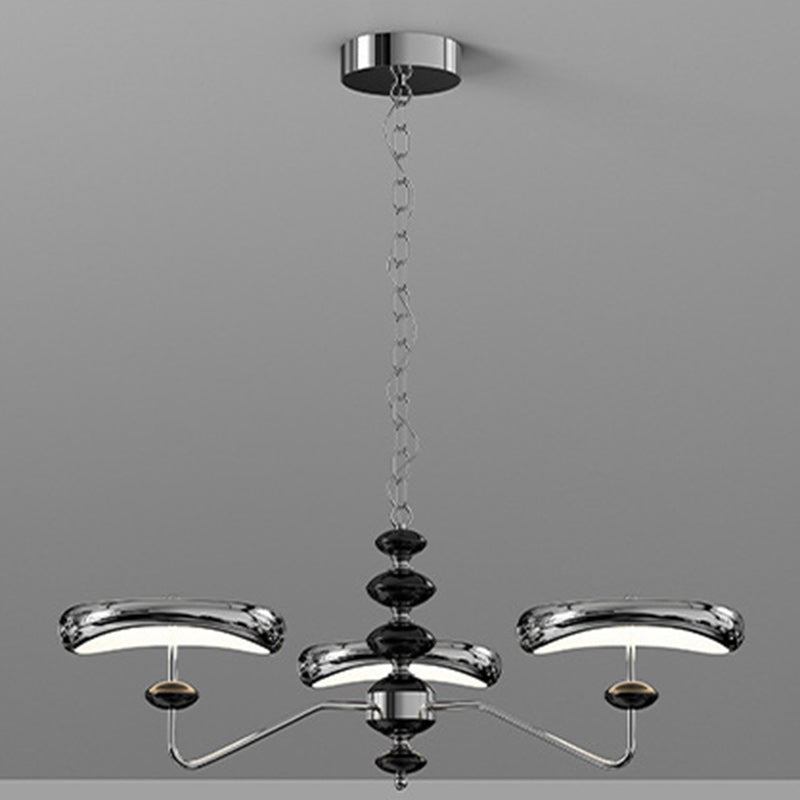Contemporary Retro Iron Acrylic Column Round LED Chandeliers For Living Room