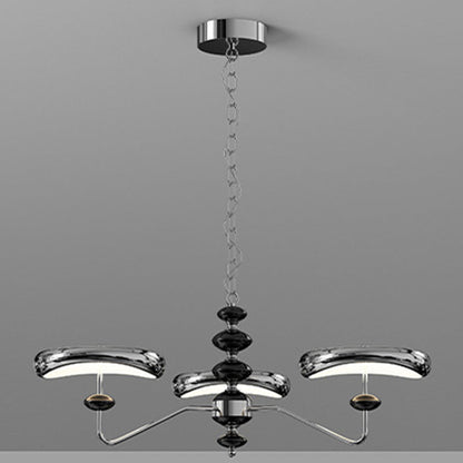 Contemporary Retro Iron Acrylic Column Round LED Chandeliers For Living Room