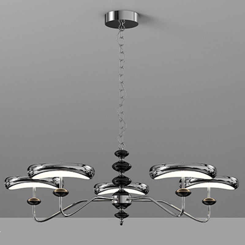Contemporary Retro Iron Acrylic Column Round LED Chandeliers For Living Room