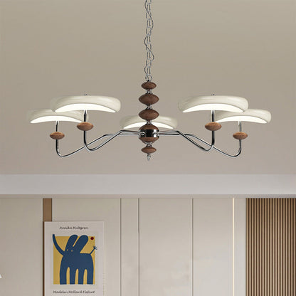 Contemporary Retro Iron Acrylic Column Round LED Chandeliers For Living Room