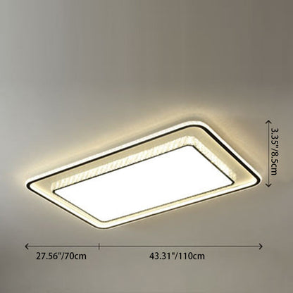 Modern Luxury Iron Acrylic Crystal Square Round Rectangular LED Flush Mount Ceiling Light For Bedroom