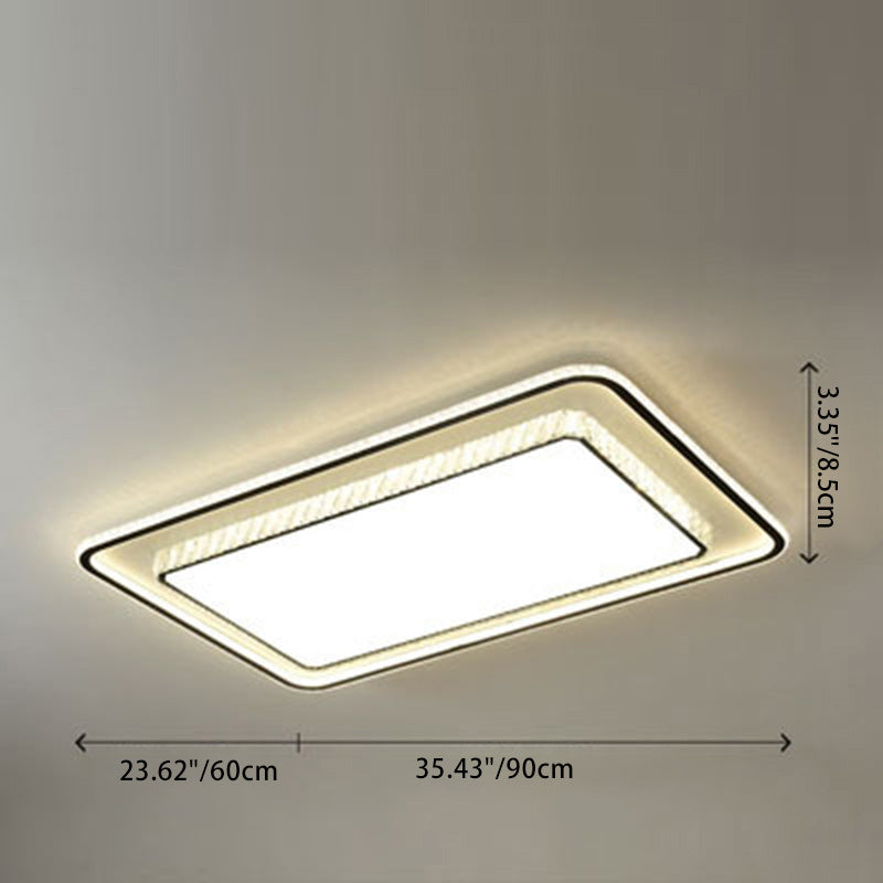 Modern Luxury Iron Acrylic Crystal Square Round Rectangular LED Flush Mount Ceiling Light For Bedroom