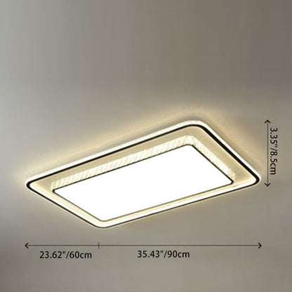 Modern Luxury Iron Acrylic Crystal Square Round Rectangular LED Flush Mount Ceiling Light For Bedroom