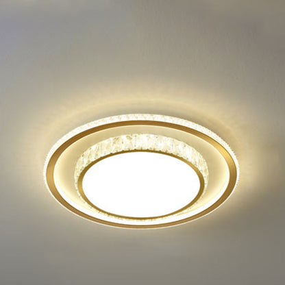 Modern Luxury Iron Acrylic Crystal Square Round Rectangular LED Flush Mount Ceiling Light For Bedroom