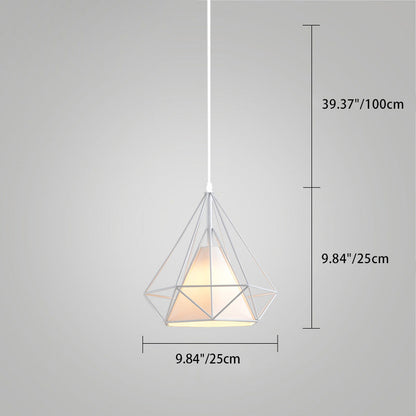 Contemporary Industrial Iron Fabric Diamond 1-Light Pendant Light For Dining Room