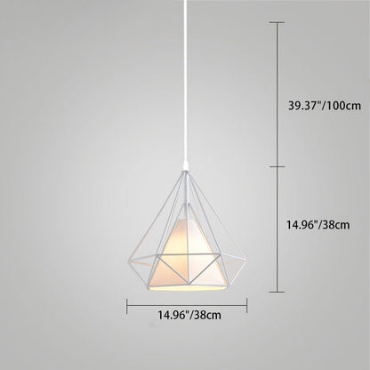 Contemporary Industrial Iron Fabric Diamond 1-Light Pendant Light For Dining Room