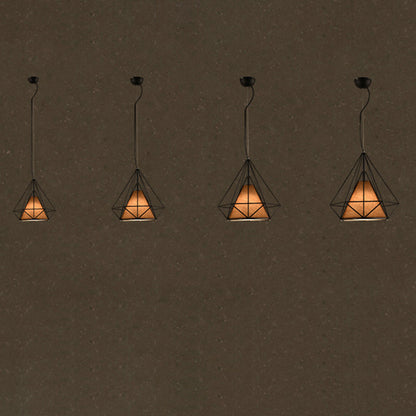 Contemporary Industrial Iron Fabric Diamond 1-Light Pendant Light For Dining Room