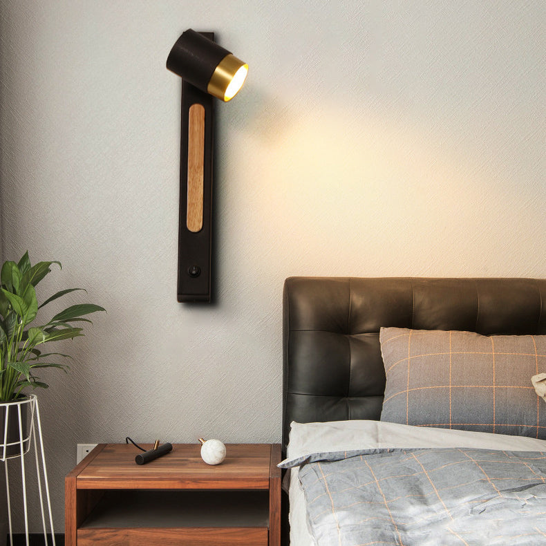 مصباح حائط LED قابل للتعديل على شكل أسطوانة حديدية بتصميم عصري بسيط لغرفة النوم 
