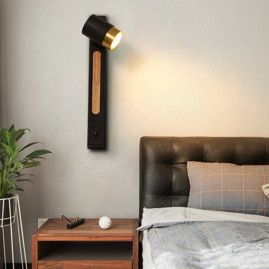 مصباح حائط LED قابل للتعديل على شكل أسطوانة حديدية بتصميم عصري بسيط لغرفة النوم 