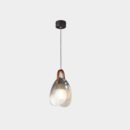 مصباح LED معلق على شكل صدفة من الجلد والزجاج والنحاس والحديد بتصميم آرت ديكو الحديث للسرير 