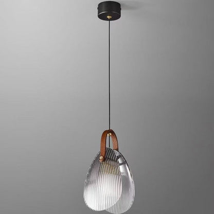مصباح LED معلق على شكل صدفة من الجلد والزجاج والنحاس والحديد بتصميم آرت ديكو الحديث للسرير 