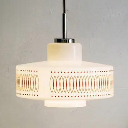 Traditional Vintage Glass Alloy Round Decal 1-Light Pendant Light For Dining Room