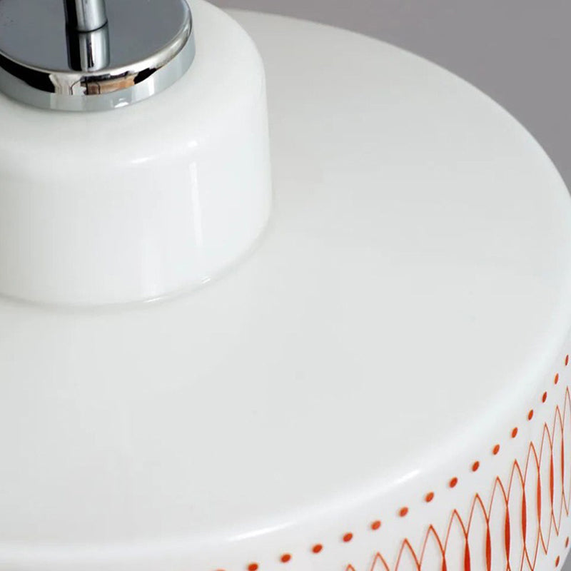 Traditional Vintage Glass Alloy Round Decal 1-Light Pendant Light For Dining Room