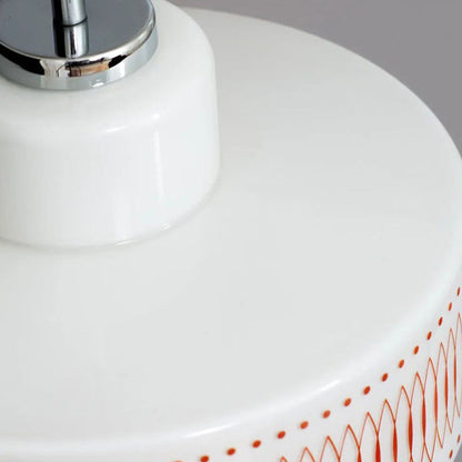 Traditional Vintage Glass Alloy Round Decal 1-Light Pendant Light For Dining Room
