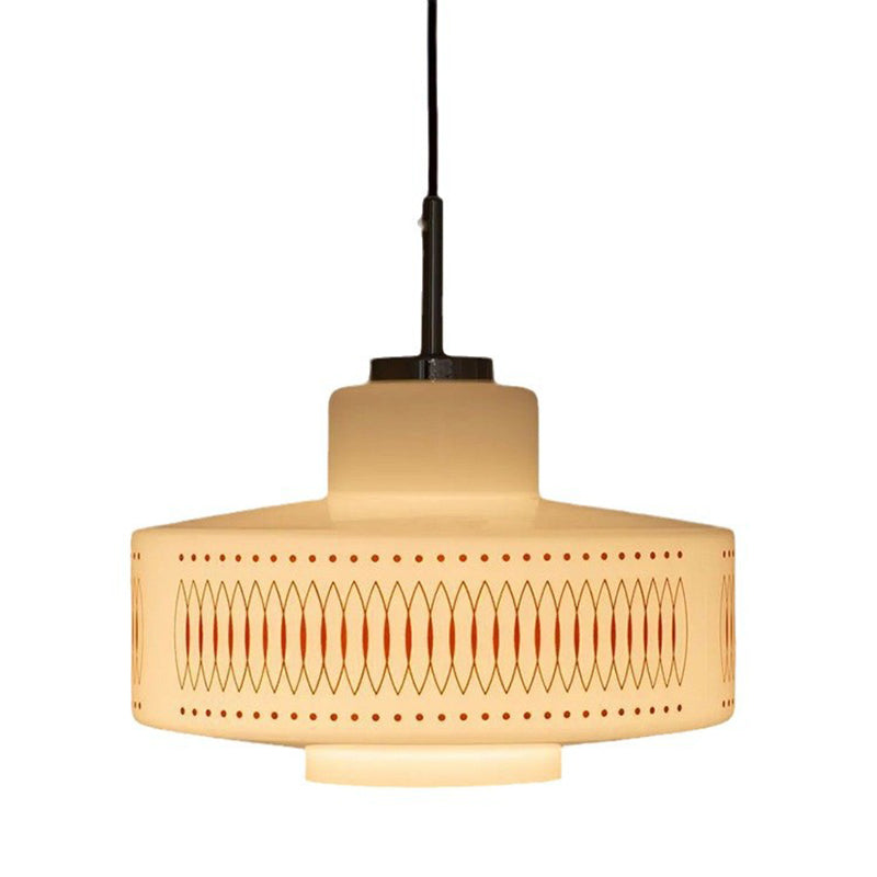 Traditional Vintage Glass Alloy Round Decal 1-Light Pendant Light For Dining Room